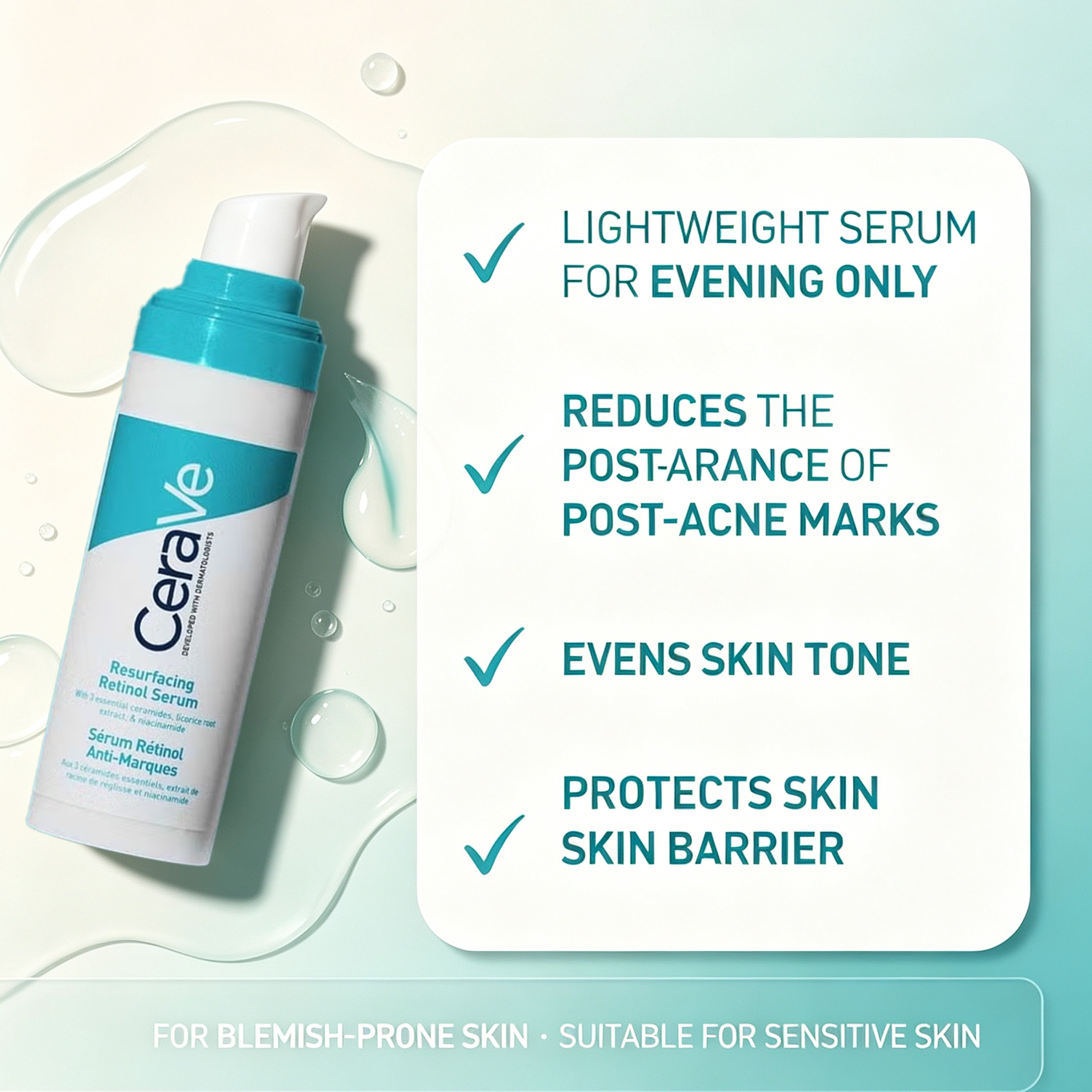 CeraVe Retinol Serum Niacinami - Skincare Non Comedogenic reseña y precio