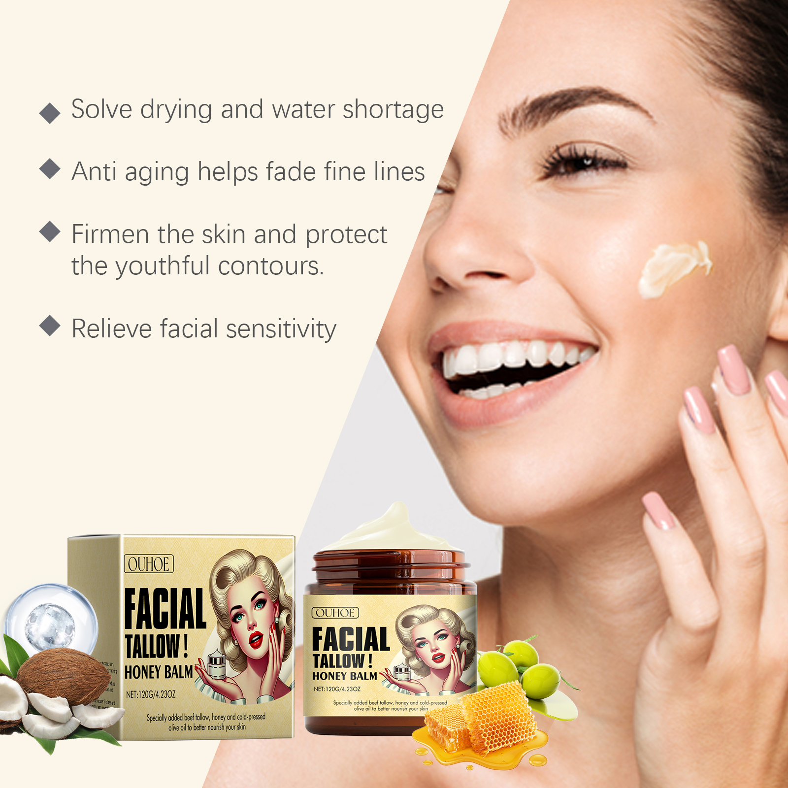 Grass-Fed Tallow Honey Balm Or - Skincare Non Comedogenic reseña y precio